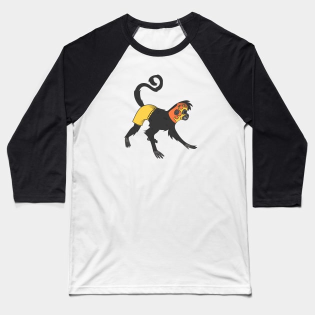 Funny Monkey Luchador Wrestler Baseball T-Shirt by SLAG_Creative